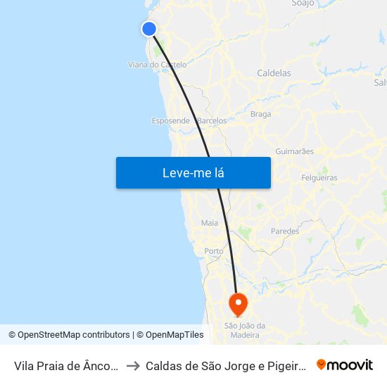 Vila Praia de Âncora to Caldas de São Jorge e Pigeiros map