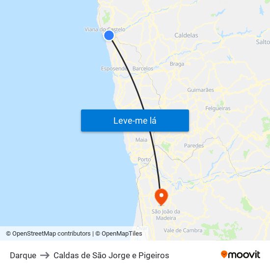 Darque to Caldas de São Jorge e Pigeiros map