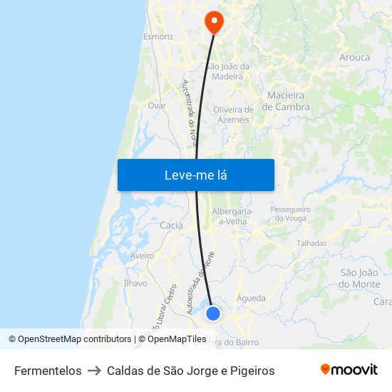 Fermentelos to Caldas de São Jorge e Pigeiros map