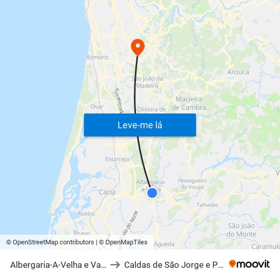 Albergaria-A-Velha e Valmaior to Caldas de São Jorge e Pigeiros map