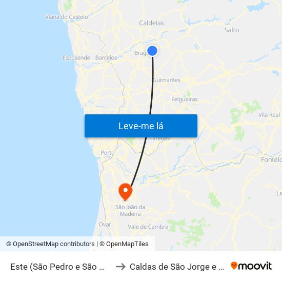 Este (São Pedro e São Mamede) to Caldas de São Jorge e Pigeiros map