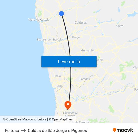 Feitosa to Caldas de São Jorge e Pigeiros map