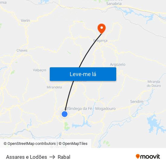 Assares e Lodões to Rabal map