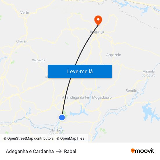 Adeganha e Cardanha to Rabal map