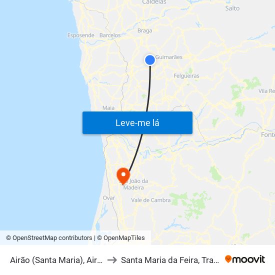 Airão (Santa Maria), Airão (São João) e Vermil to Santa Maria da Feira, Travanca, Sanfins e Espargo map