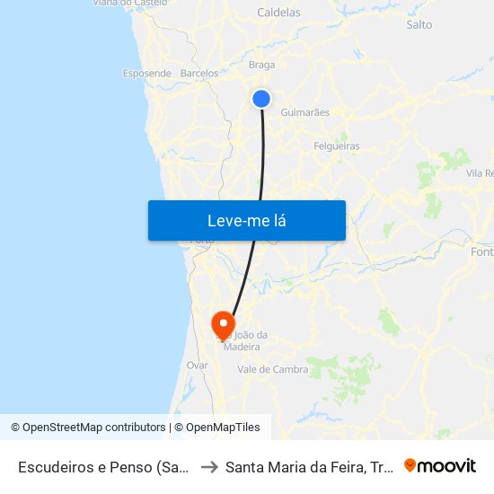 Escudeiros e Penso (Santo Estêvão e São Vicente) to Santa Maria da Feira, Travanca, Sanfins e Espargo map