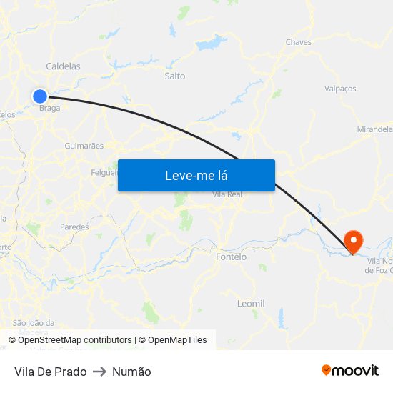 Vila De Prado to Numão map