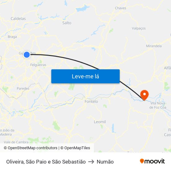 Oliveira, São Paio e São Sebastião to Numão map