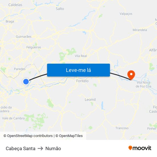 Cabeça Santa to Numão map