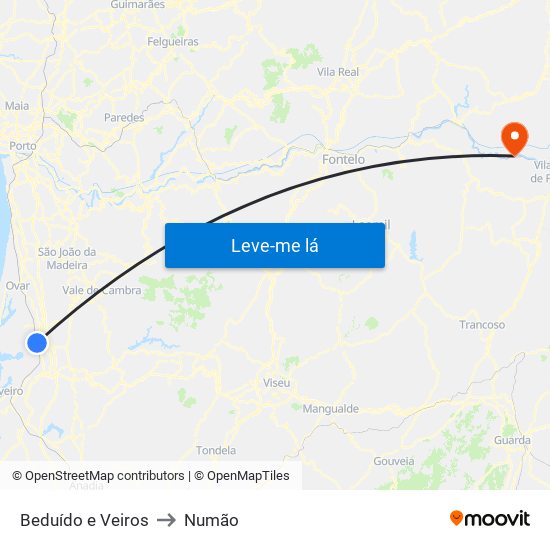 Beduído e Veiros to Numão map