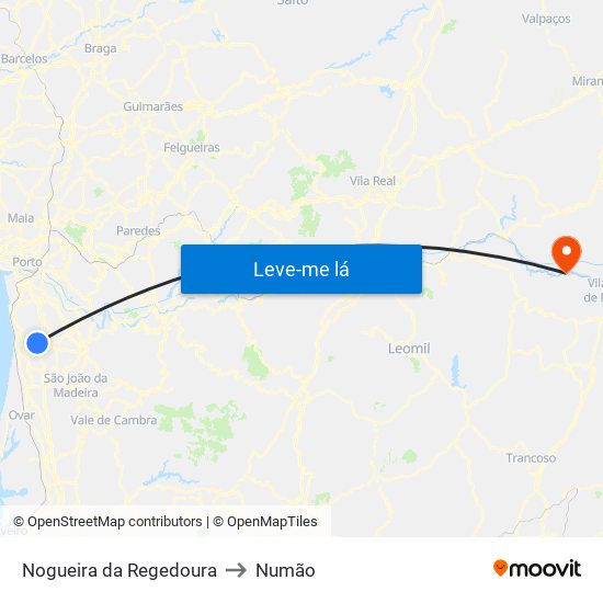 Nogueira da Regedoura to Numão map