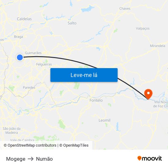 Mogege to Numão map