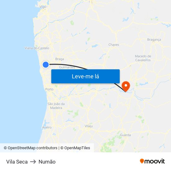 Vila Seca to Numão map