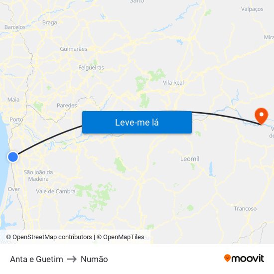 Anta e Guetim to Numão map