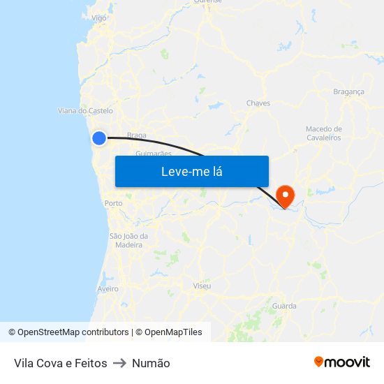 Vila Cova e Feitos to Numão map