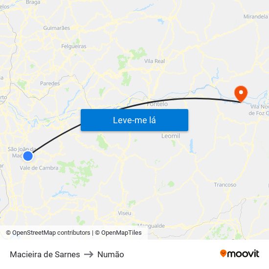 Macieira de Sarnes to Numão map