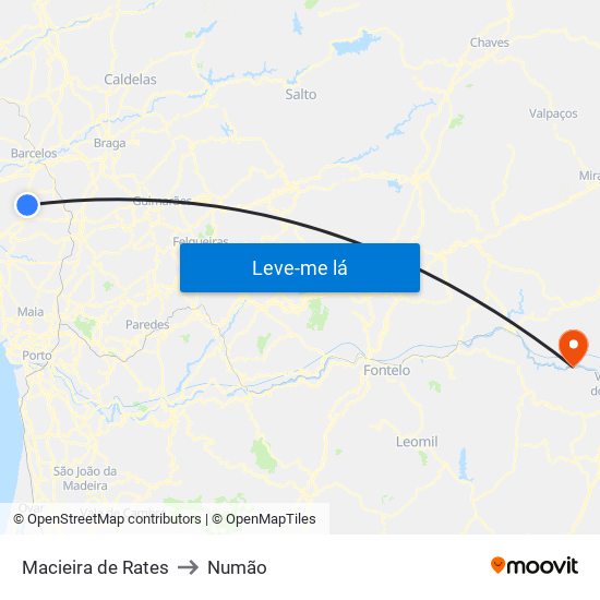 Macieira de Rates to Numão map