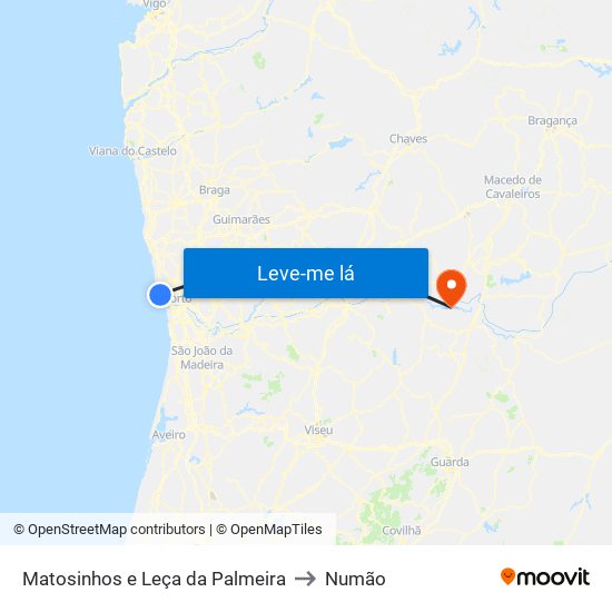 Matosinhos e Leça da Palmeira to Numão map