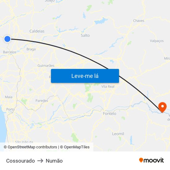 Cossourado to Numão map