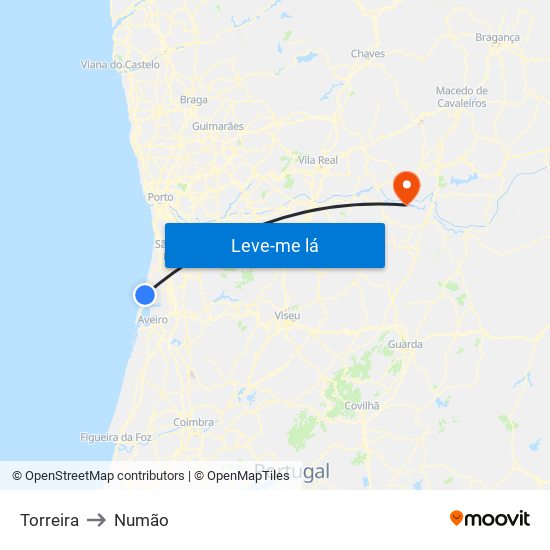 Torreira to Numão map