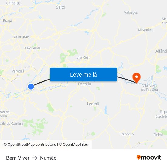 Bem Viver to Numão map