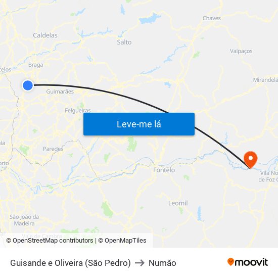 Guisande e Oliveira (São Pedro) to Numão map