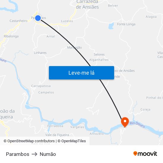 Parambos to Numão map