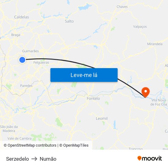 Serzedelo to Numão map