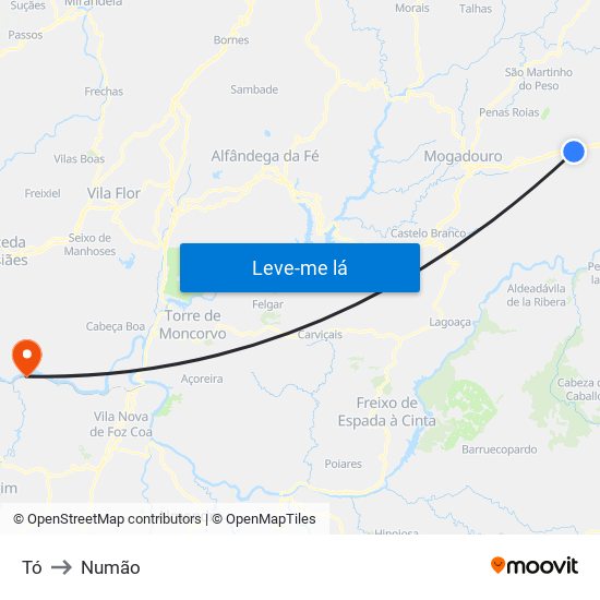 Tó to Numão map