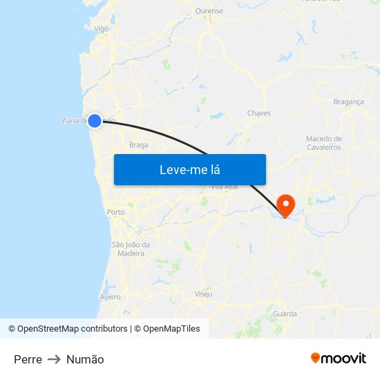 Perre to Numão map