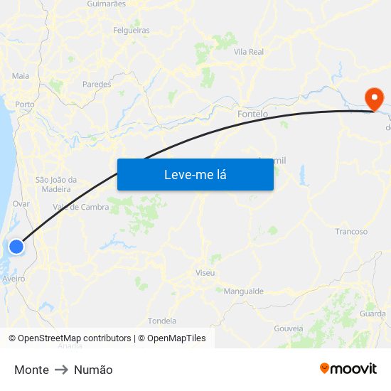 Monte to Numão map