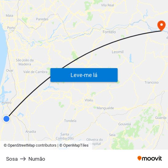 Sosa to Numão map