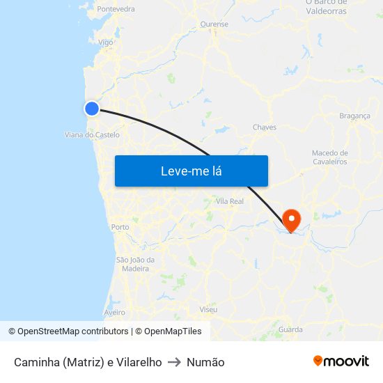 Caminha (Matriz) e Vilarelho to Numão map