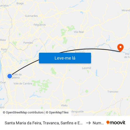 Santa Maria da Feira, Travanca, Sanfins e Espargo to Numão map