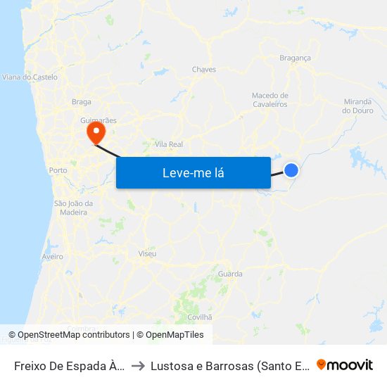 Freixo De Espada À Cinta to Lustosa e Barrosas (Santo Estêvão) map