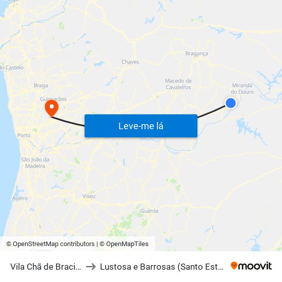 Vila Chã de Braciosa to Lustosa e Barrosas (Santo Estêvão) map