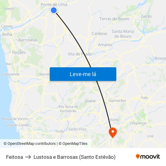 Feitosa to Lustosa e Barrosas (Santo Estêvão) map