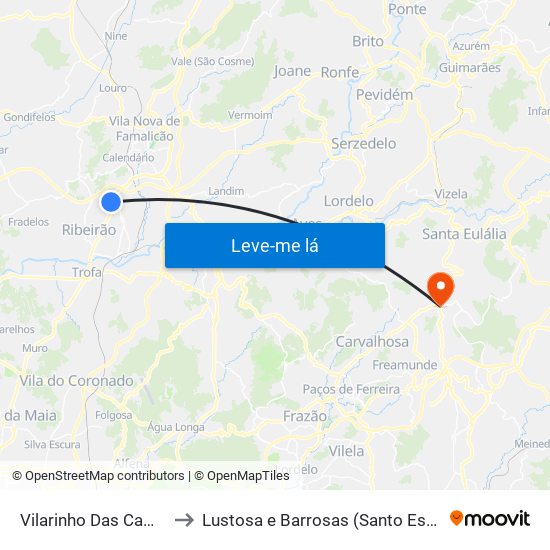 Vilarinho Das Cambas to Lustosa e Barrosas (Santo Estêvão) map