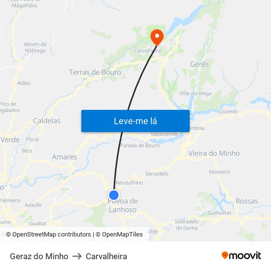 Geraz do Minho to Carvalheira map