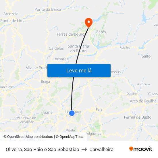 Oliveira, São Paio e São Sebastião to Carvalheira map