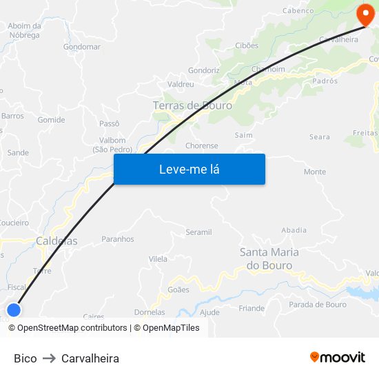 Bico to Carvalheira map