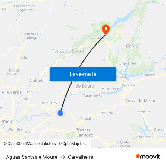 Águas Santas e Moure to Carvalheira map