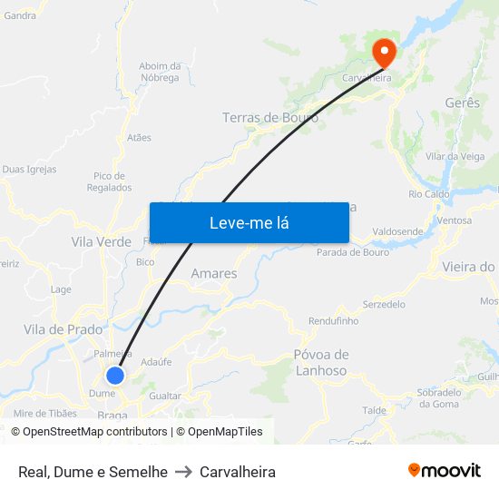 Real, Dume e Semelhe to Carvalheira map