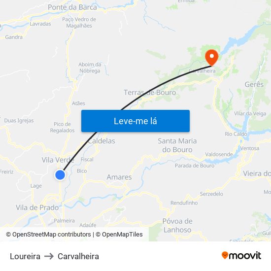 Loureira to Carvalheira map
