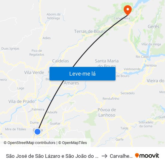 São José de São Lázaro e São João do Souto to Carvalheira map