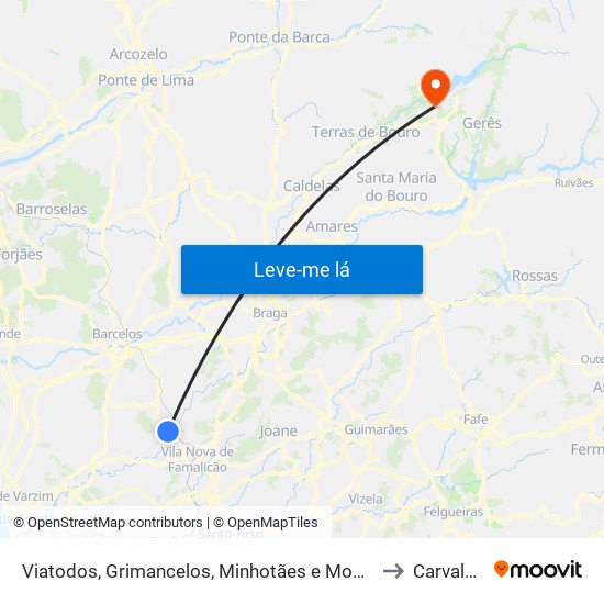 Viatodos, Grimancelos, Minhotães e Monte de Fralães to Carvalheira map