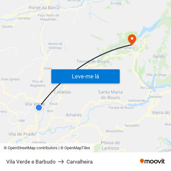 Vila Verde e Barbudo to Carvalheira map