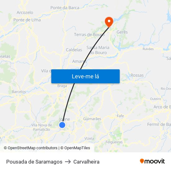 Pousada de Saramagos to Carvalheira map