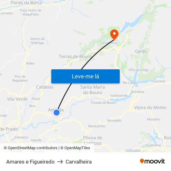 Amares e Figueiredo to Carvalheira map