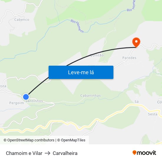 Chamoim e Vilar to Carvalheira map